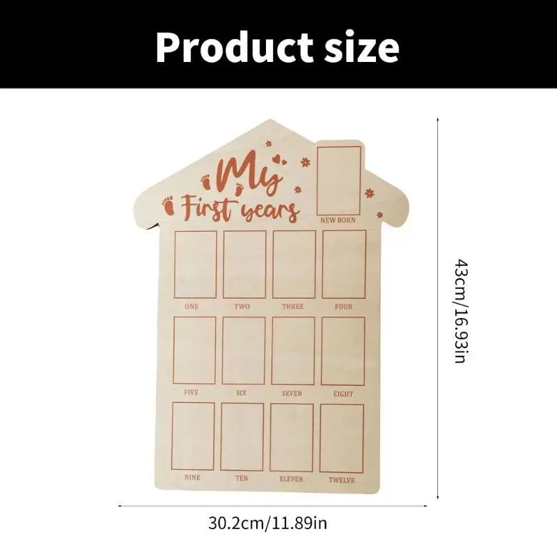 U13F 사진 디스플레이 나무 보드 첫해 액자 아기 기념품 선물