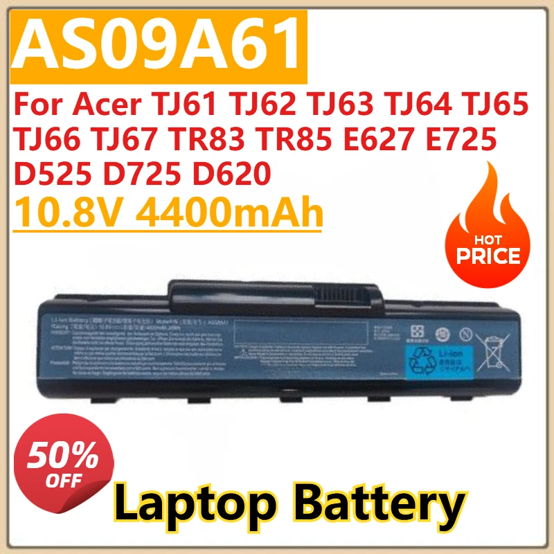 

New AS09A31 AS09A41 Laptop battery 10.8V 4400mAh for Acer TJ61 TJ62 TJ63 TJ64 TJ65 TJ66 TJ67 TR83 TR85 E627 E725 D525 D725 D620