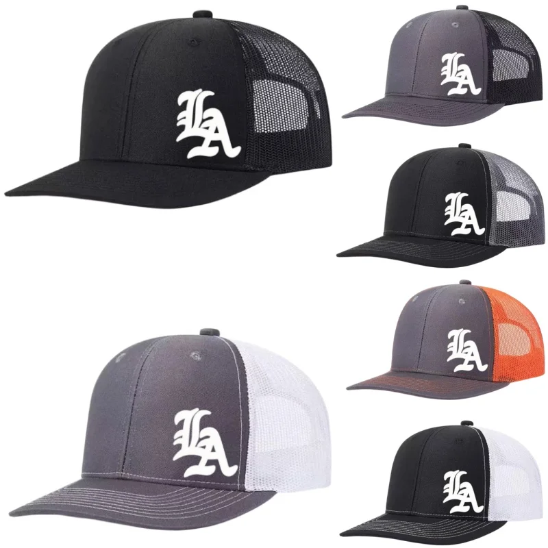 Gorra de béisbol ajustable con estampado de Los Ángeles, estilo clásico snapback, transpirable, de malla tipo trucker, para golf, pesca y actividades al aire libre, protección solar