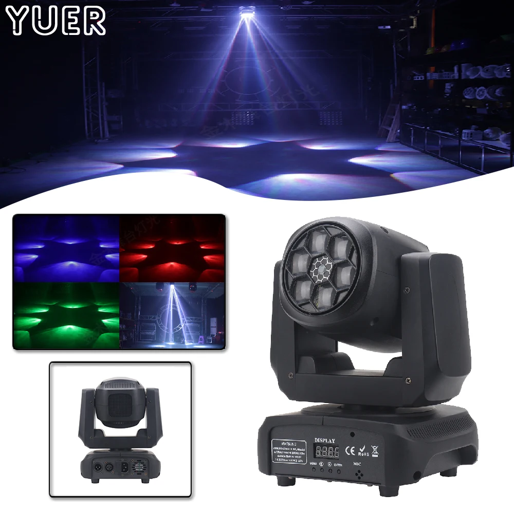 

6X15W RGBW 4IN1 LED Bee Eye Laser Moving Head Light DMX512 10/15CH Strobe Dyeing Effect For DJ Disco Stage Wedding Music Party