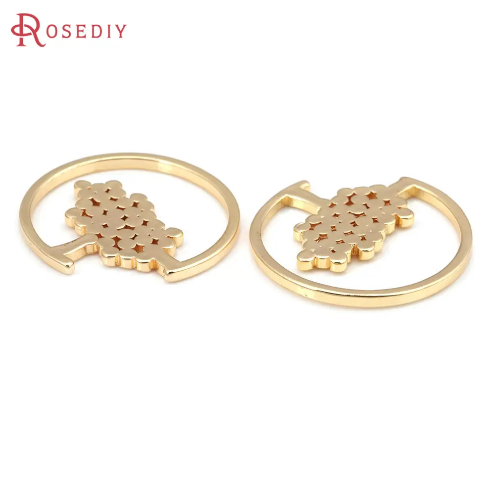 

6PCS 18K Gold Color Brass Round Shape Tree Charms Pendants High Quality Jewelry Making Necklace Earrings Accessories for Women