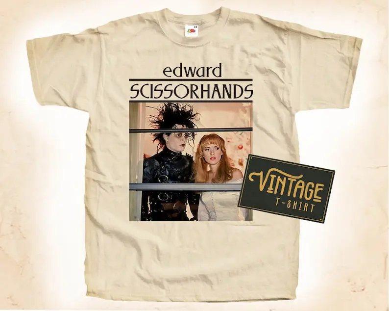 

Edward Scissorhands V3 T shirt Tee Natural Vintage Cotton Movie Poster All Sizes