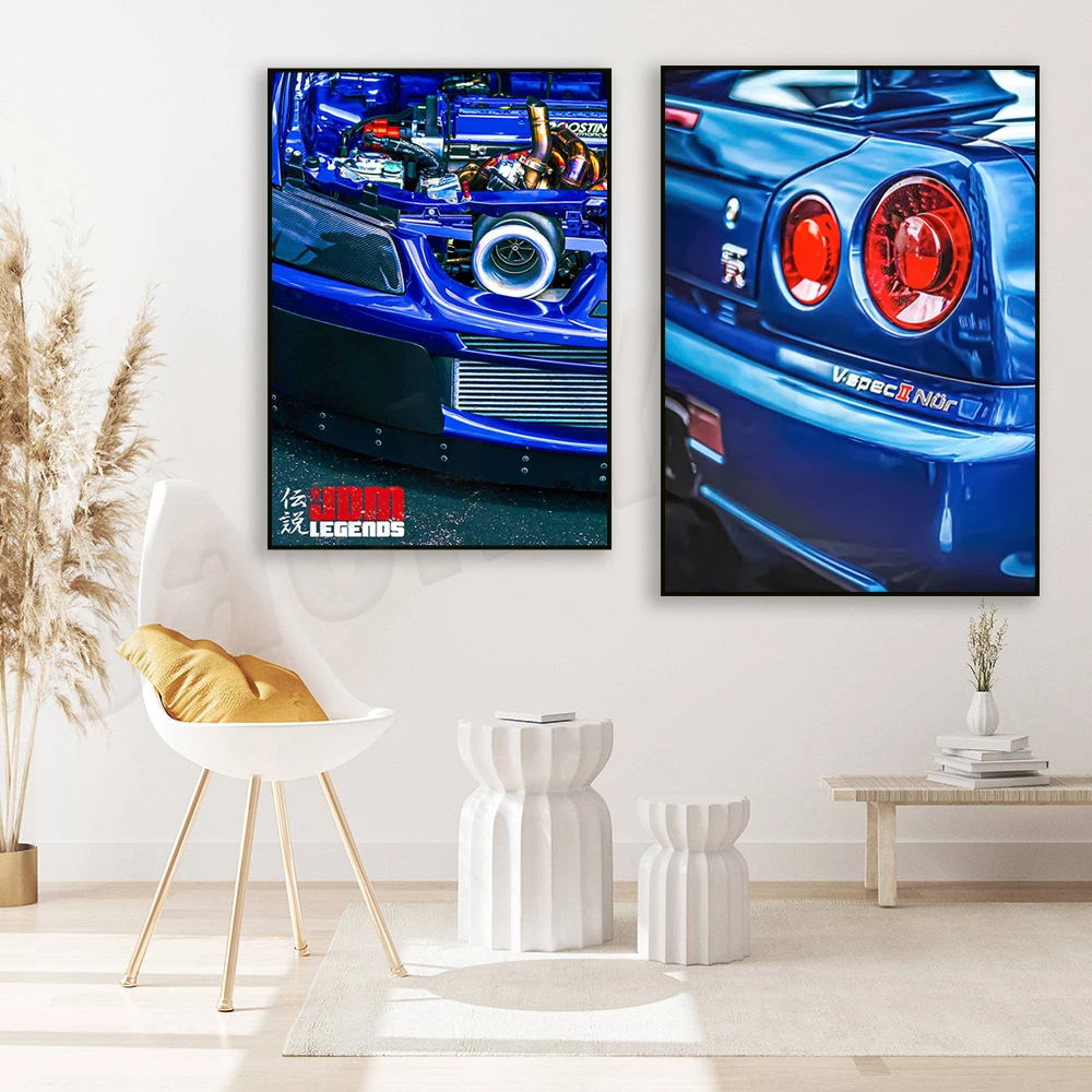 Japanese Car Nissan Skyline R34 Poster R34 Poster Tail Light Modern Wall Art Picture Canvas Printing Home Decor, Car Gift