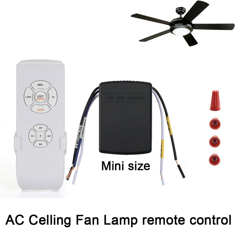 ABVO-afstandsbedieningsset voor plafondventilator Afstandsbediening en ontvanger voor plafondventilator Klein formaat Universele 3-in-1 bedieningsset voor plafondventilator