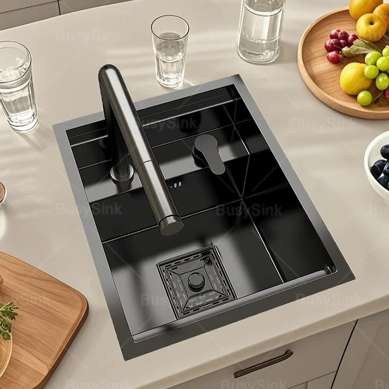 

Kitchen Sinks Stainless Steel Hidden sink Mini Small Single Slot Apartment Bar Multifunctional Caravan sink