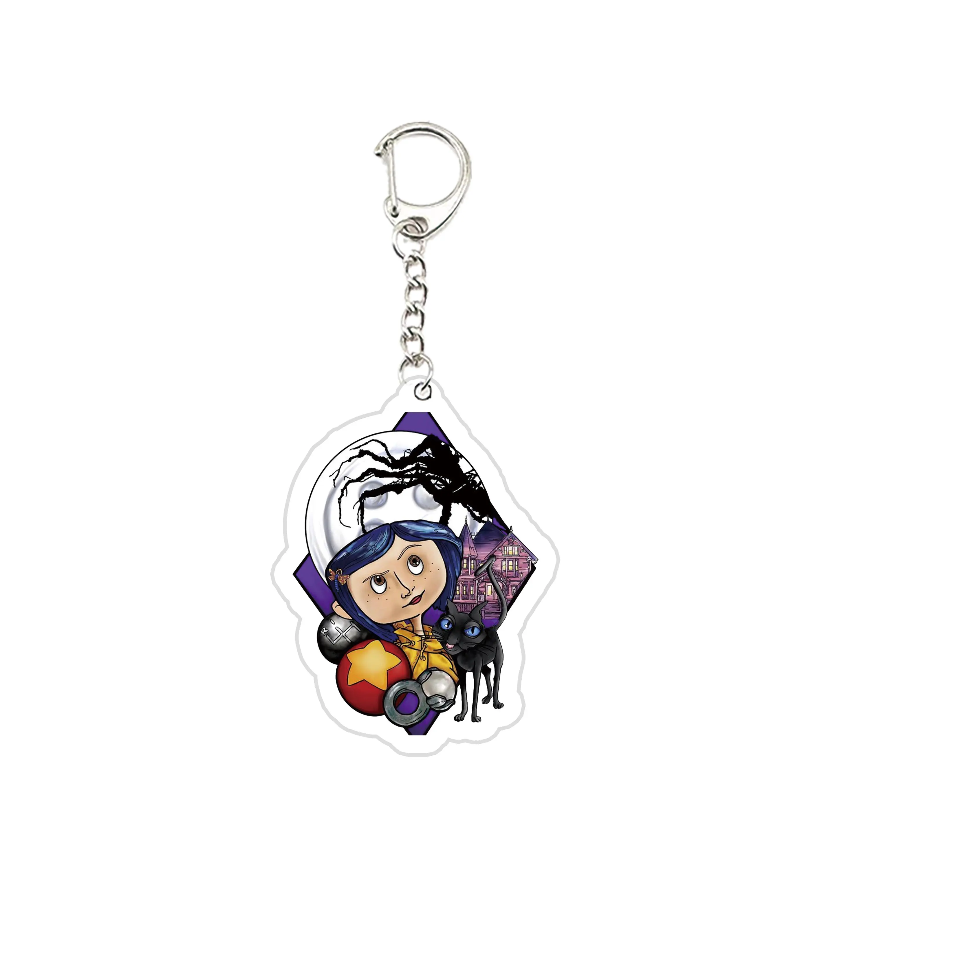 Anime Coraline Key Chain Key Ring Keychain for Accessories Bag Acrylic Pendant Coralines Keyring Chains Jewelry Student Gifts