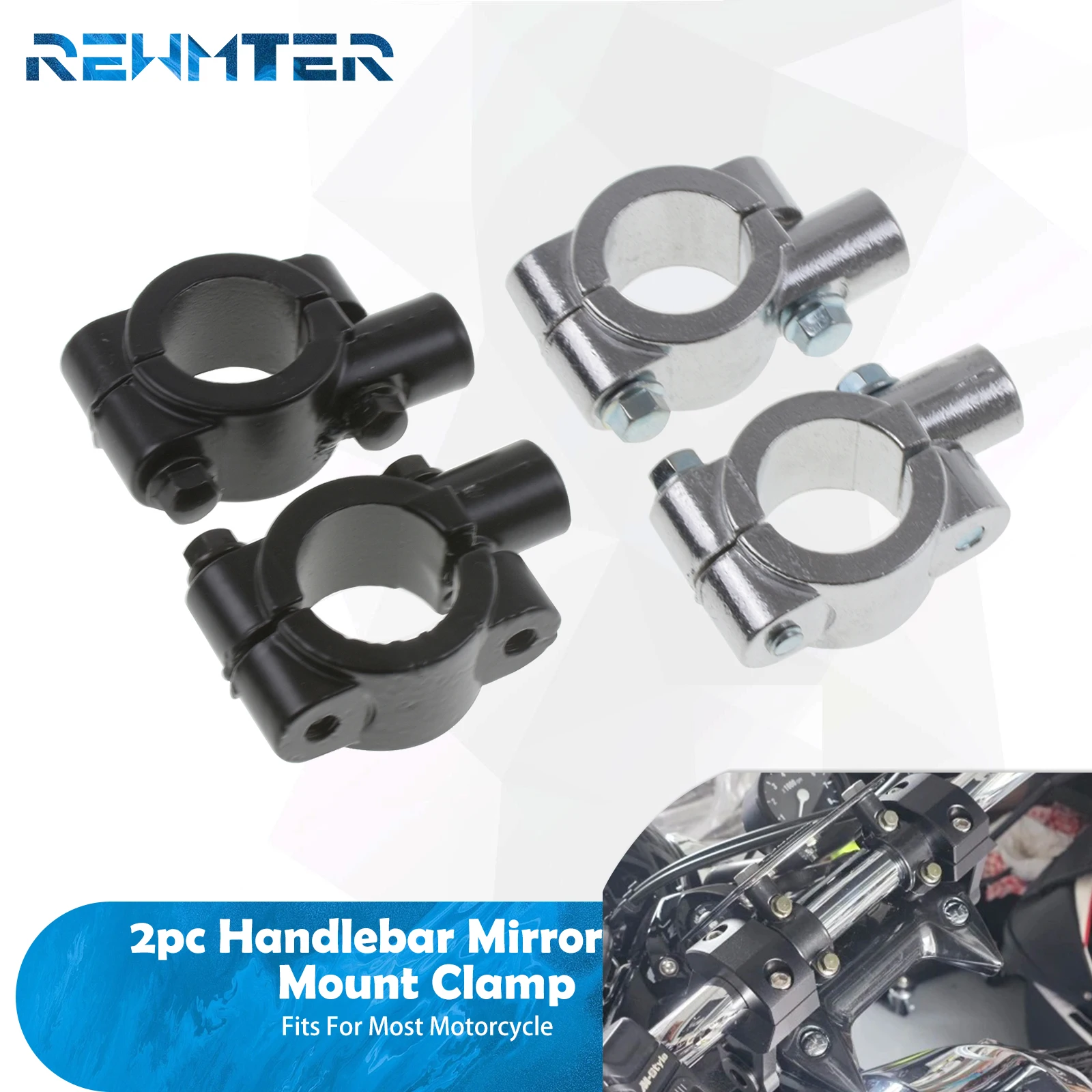 

Motorcycle Rear View Mirrors Mount Clamp 2PCS 22mm 25mm Handlebar 8mm 10mm Thread Universal Rear Mirror Holder Adapter Bracket