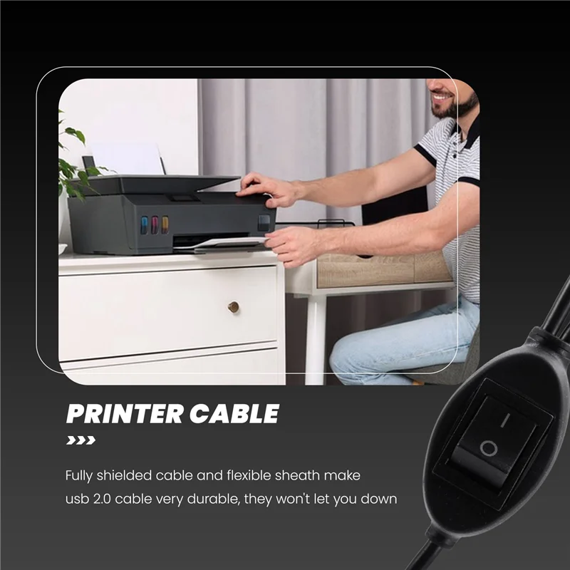 

【Sleek Design】2X 2 In 1 Printer Cable USB A To B Male To Male Printer Cable For Hp Canon Printer Splitter For Two Comput
