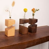 Creative Flower Planter Wooden Minimalist Hydroponic Green Plant Exquisite Flower Arrangement Container Crafts Home Party