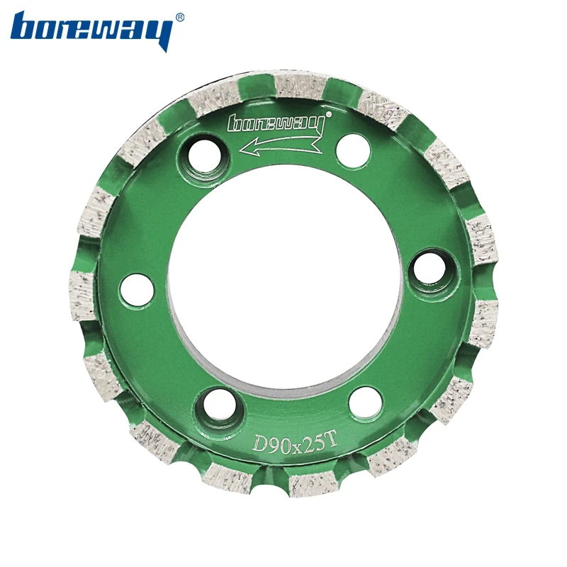 

Boreway 1PC D90*25T*50H Diamond Integral Segmented Standard Stubbing Wheel Heavy Duty Milling Tool For Granite On CNC Machine