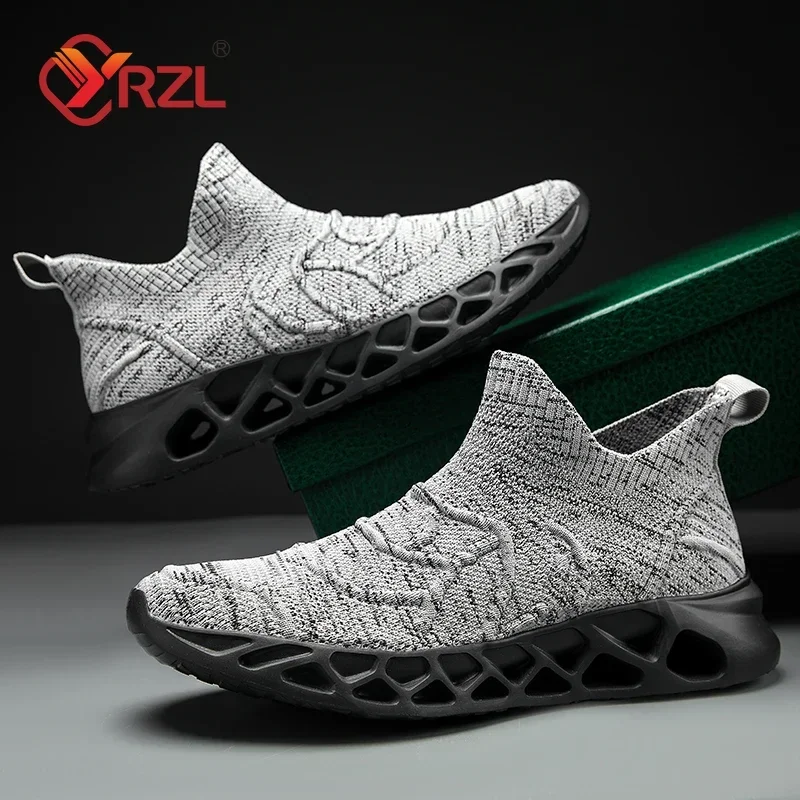 

YRZL Men's Sneakers Non Slip Comfortable Lightweight Running Shoe Breathable Air Mesh Walking Athletic Shoes for Men