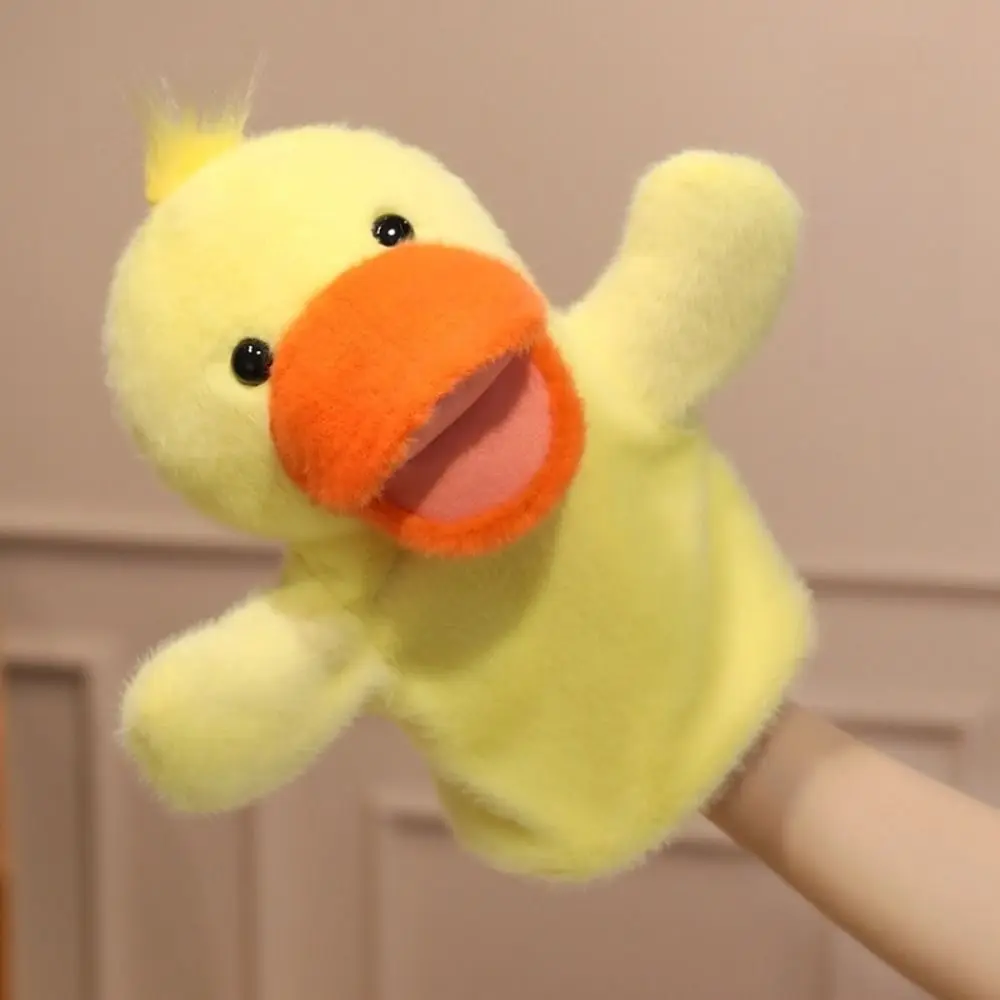 กบหุ่นมือสัตว์เป็ด Movable ปากตุ๊กตา Plush Shark ของเล่นจําลองมือนุ่มนิ้วมือ Story Puppet Interactive ของเล่น