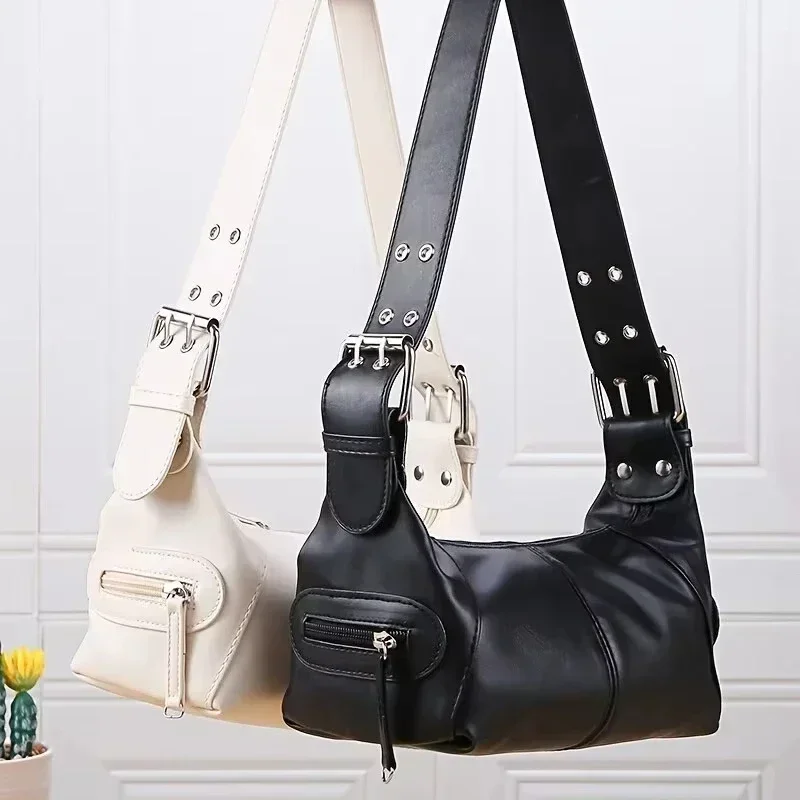 European and American style single shoulder underarm zipper PU leather bag 2024 women's niche design пенал  핸드백