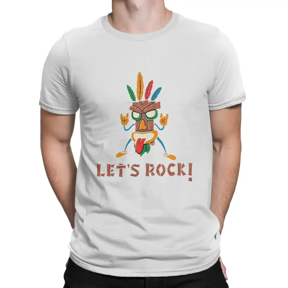 Crash Bandicoots Short Sleeve Tees Gift Idea Clothing Fashion Let's Rock T-Shirts for Men Round Collar T Shirts