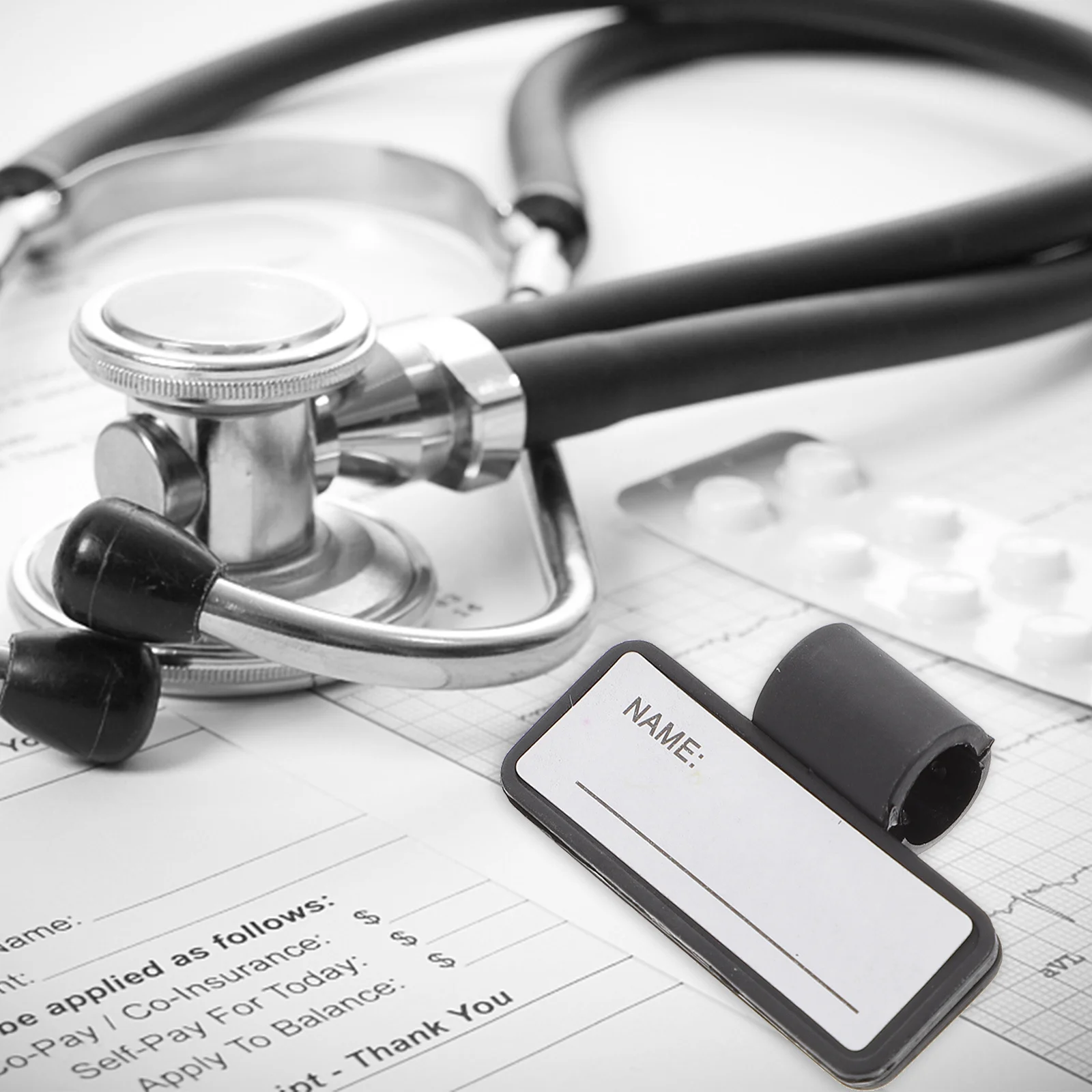 

5pcs Stethoscope Name Holder Plastic Two Sided Id Tag Clip Stethoscope Tube Tags Card Holder For Medical Staff Nurses Doctors