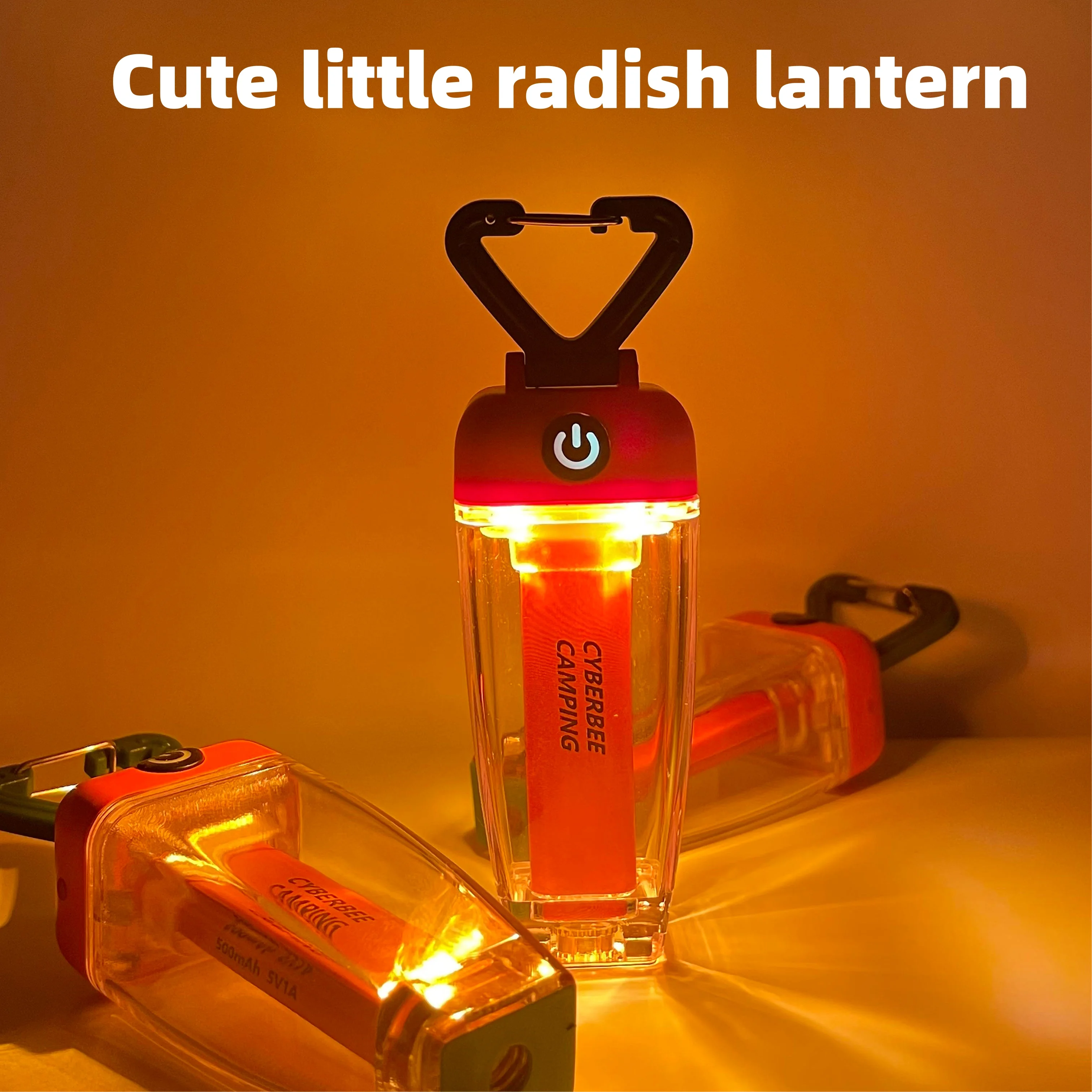 Cyberbee Carrot LED Camping Lamp Multifunctional Cute Portable Hanging Light with Carabiner for Outdoor Camping Hiking