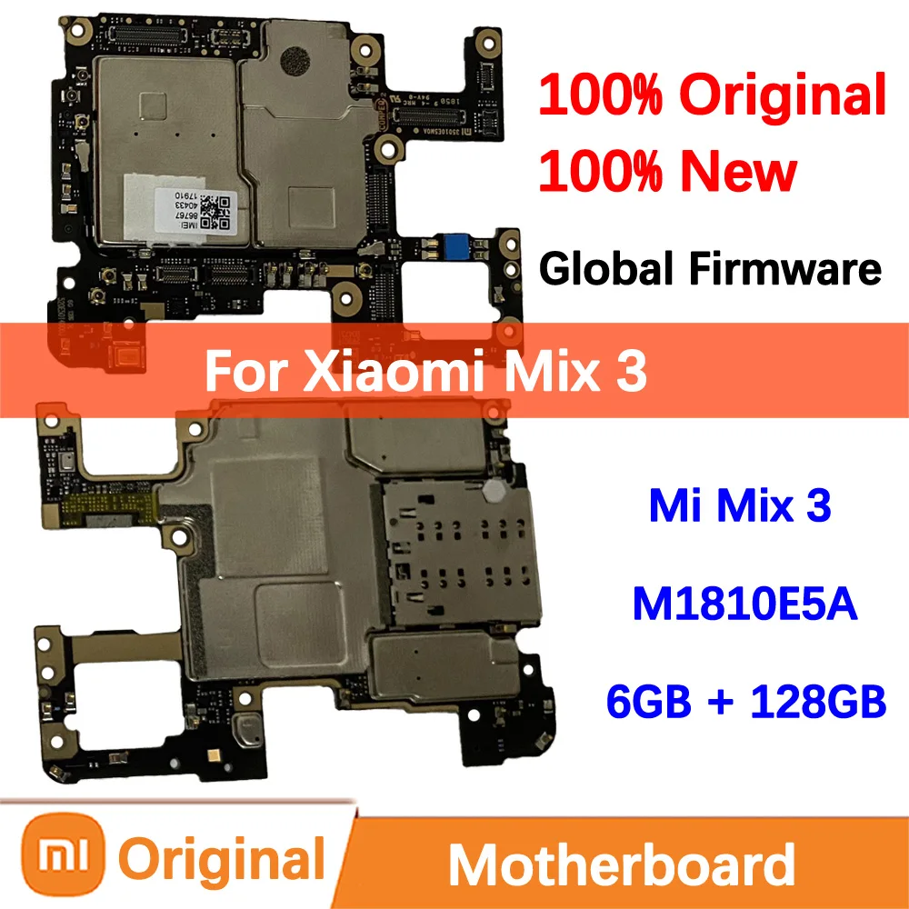 100% Brand New Original Mainboard for Xiaomi Mi Mix 3 Motherboard Logic Circuit Board Plate Global Unlocked Mother M1810E5A Mix3