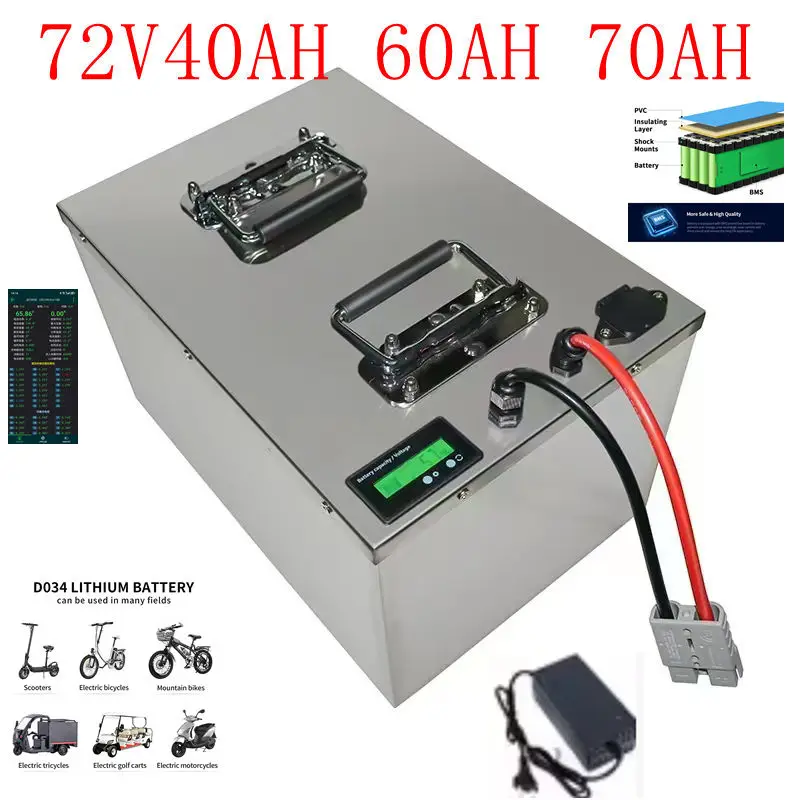 72V Lithium-Ion Battery with BMS 30AH-80AH High-Performance Rechargeable Electric Car Motorcycle Golf Cart Pedal Car Battery