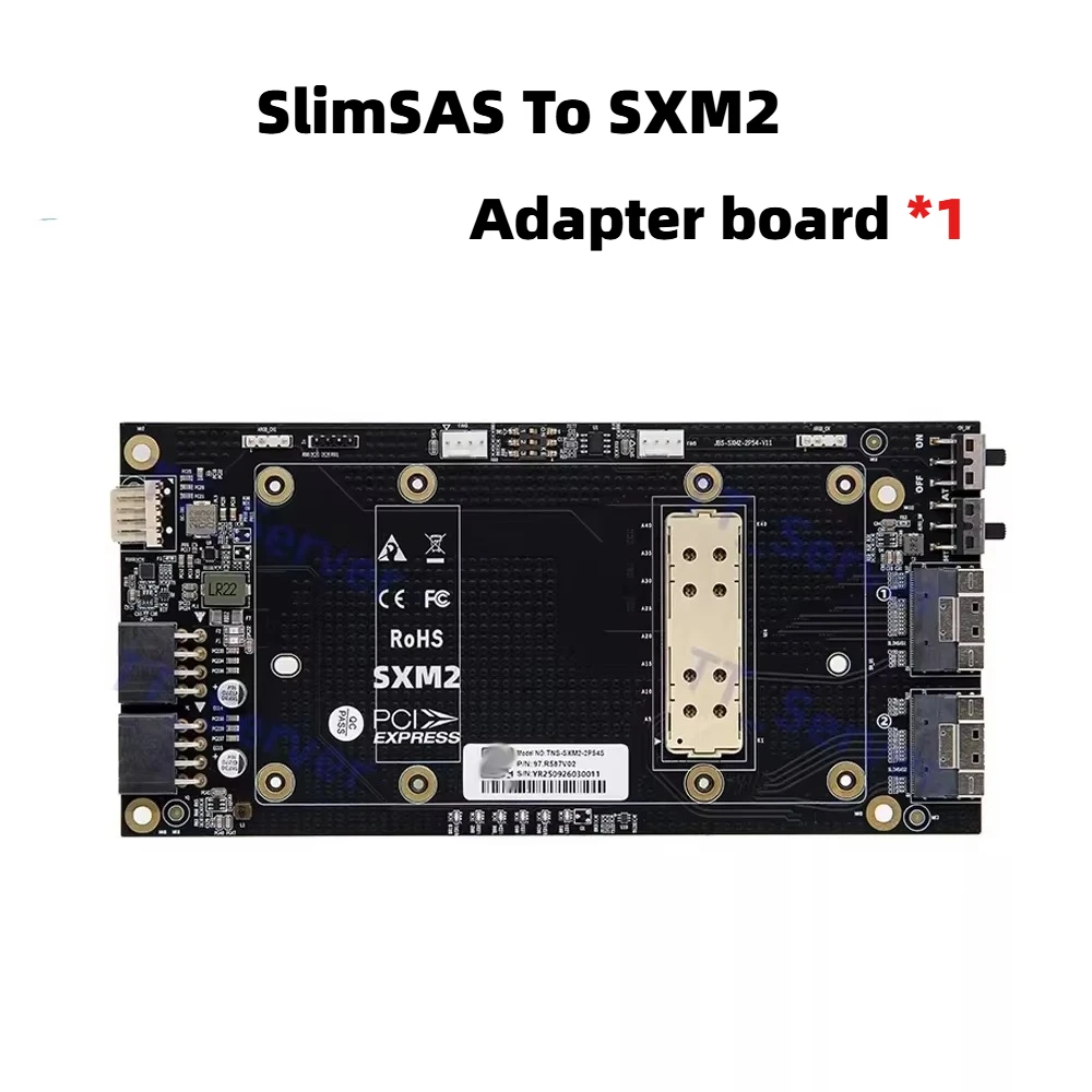 SlimSAS 8654 To SXM2 Adapter Board For Nvidia V100 GPU PCIE X16 Dual SFF-8654 8i 8pin Power Supply External Expansion Card EGPU