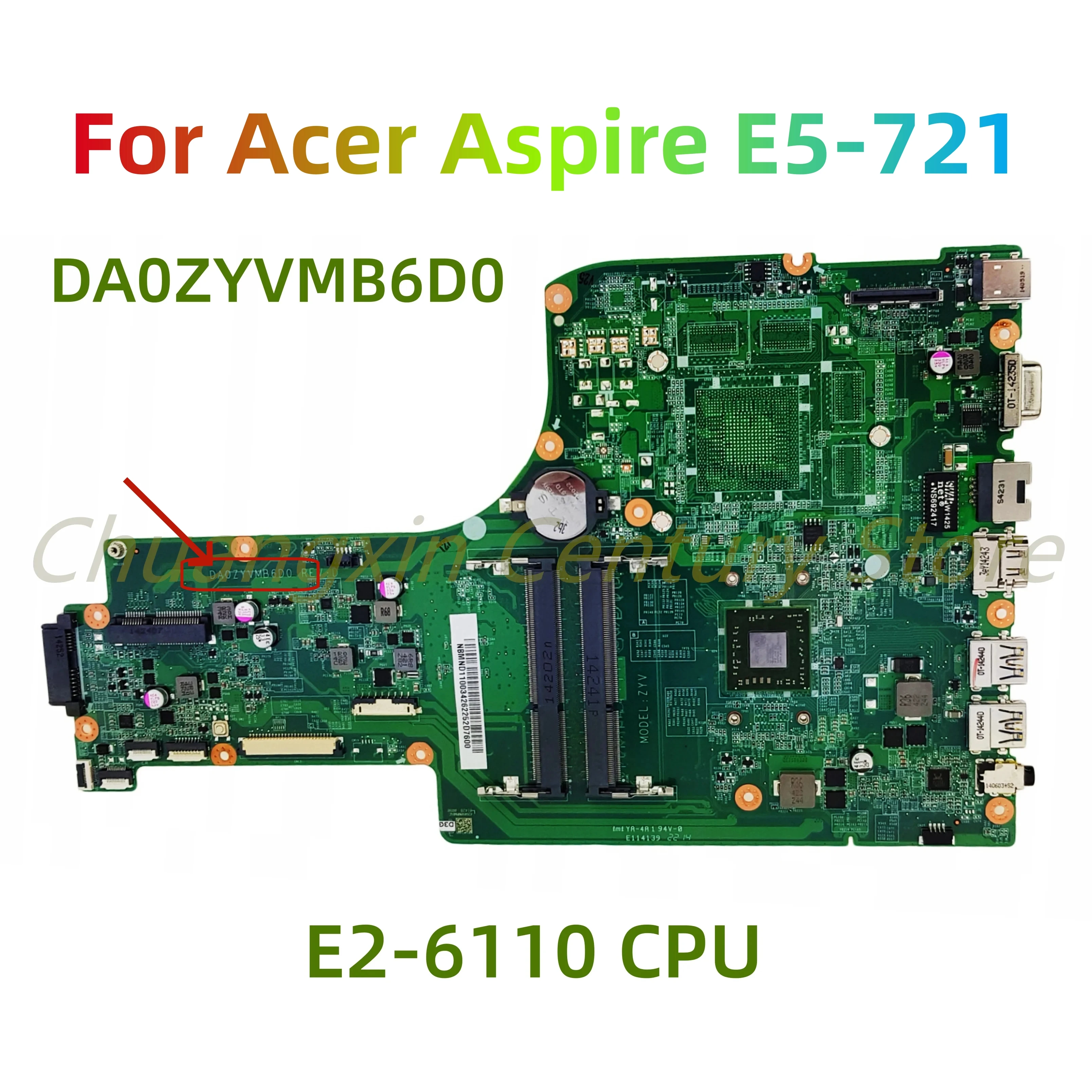 

Suitable for Acer Aspire E5-721 laptop motherboard DA0ZYVMB6D0 with E2-6110 CPU 100% Tested Full Work