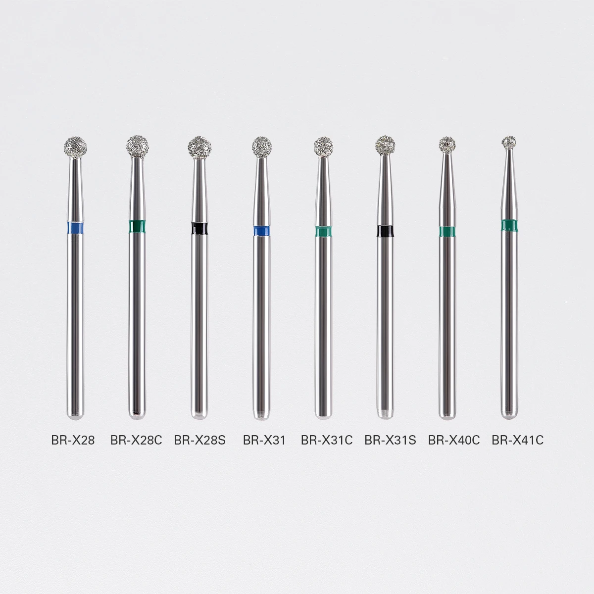 AZDENT 10 Pcs/pack Dental Diamond Bur Ball Round Stainless Steel Bur 25mm FG 1.6mm for High Speed Handpiece 450000r/min