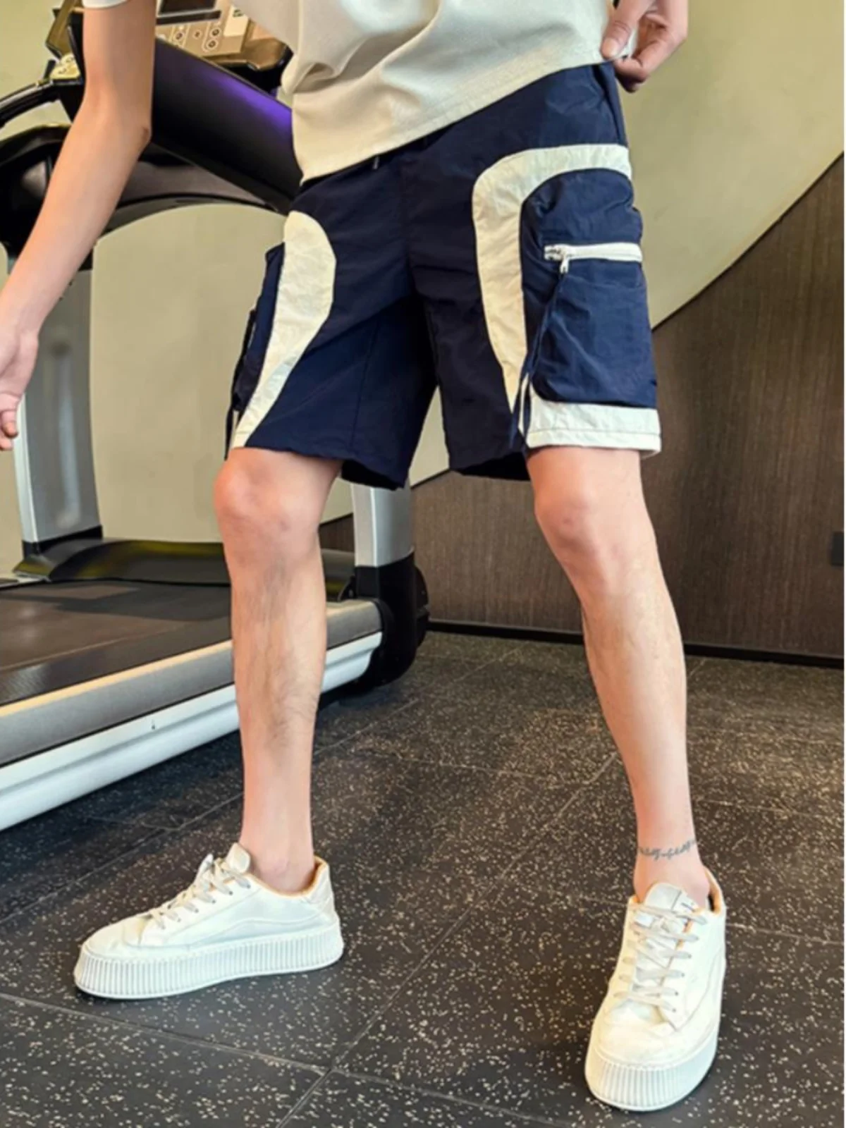 

Мужские летние тонкие быстросохнущие повседневные рабочие шорты-бриджи свободного кроя, универсальные, прямые, из полиэфирного волокна