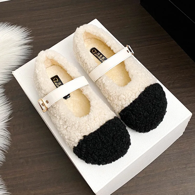 

Женские мокасины без шнуровки с подъемом 3 см, зимние уличные плюшевые ботинки 2025 года, удобная домашняя обувь на платформе, большой размер