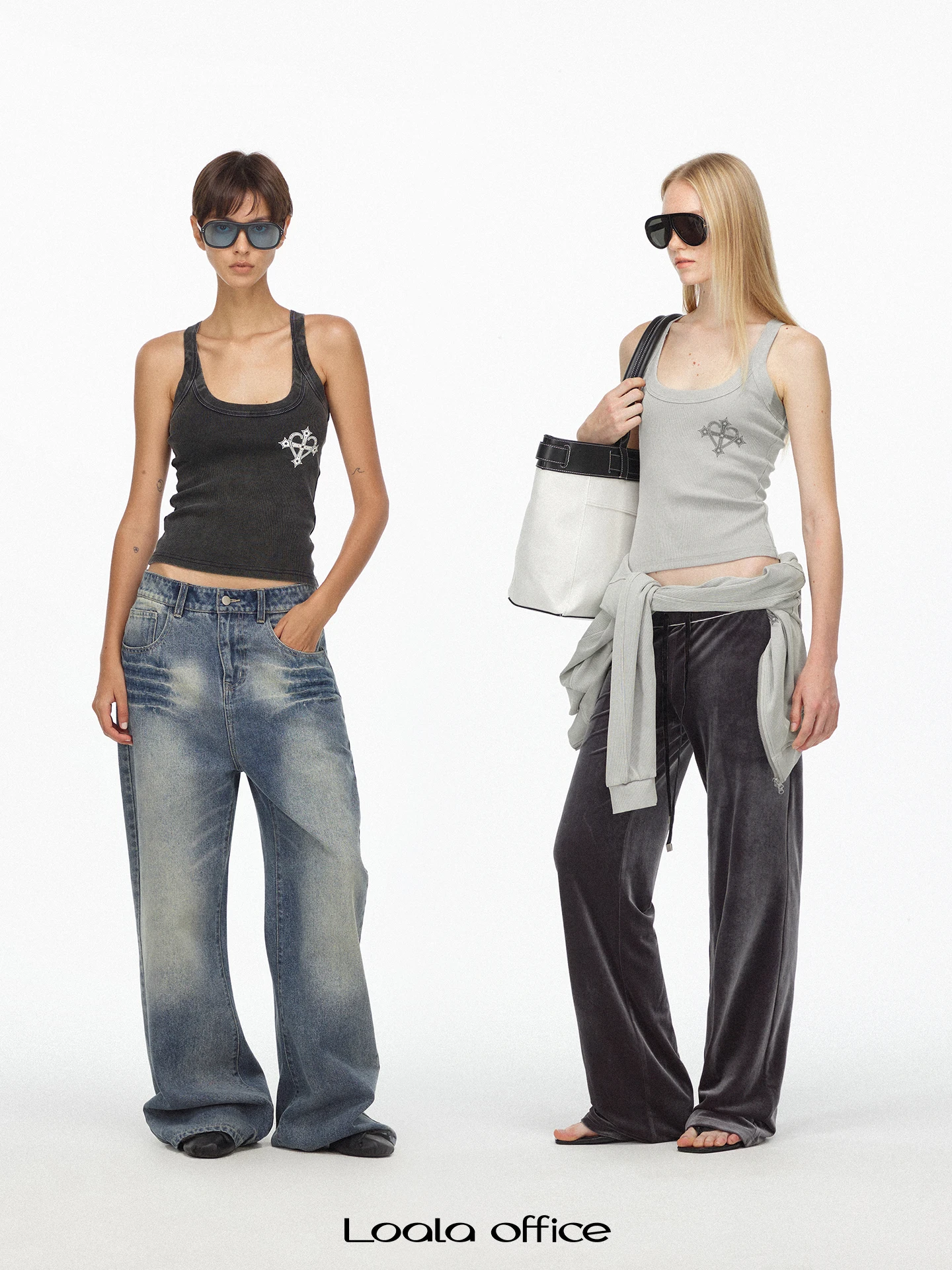 

Loala Office Vintage Worn-look Svel Slim-fit Workwear Heart Cross Totem Print Tank Top Women's Commute Sle Cotton Blend