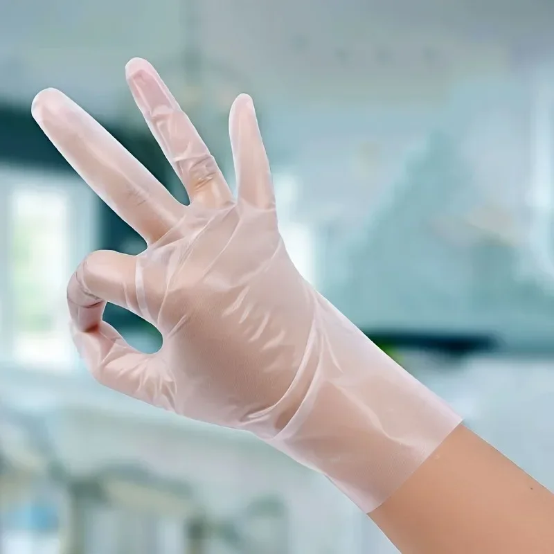 

100/ Disposable TPE Gloves, Powder Free and Latex Free, Suitable for Kitchen, Bathroom Cleaning