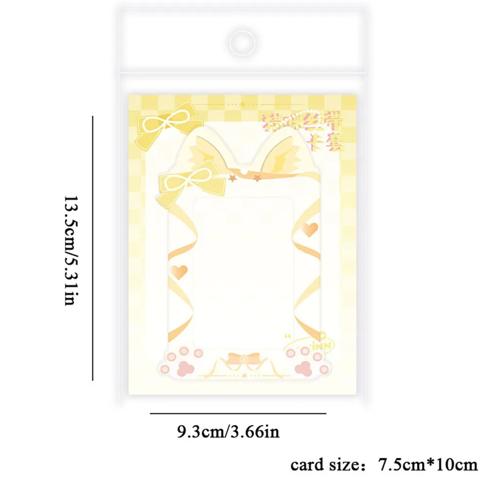 Cartoon Cat Ribbon Photocard Holder PVC Photo Sleeves Bag Pendant 3 Inch Student Girls ID Bus Card Holder Card Organizer