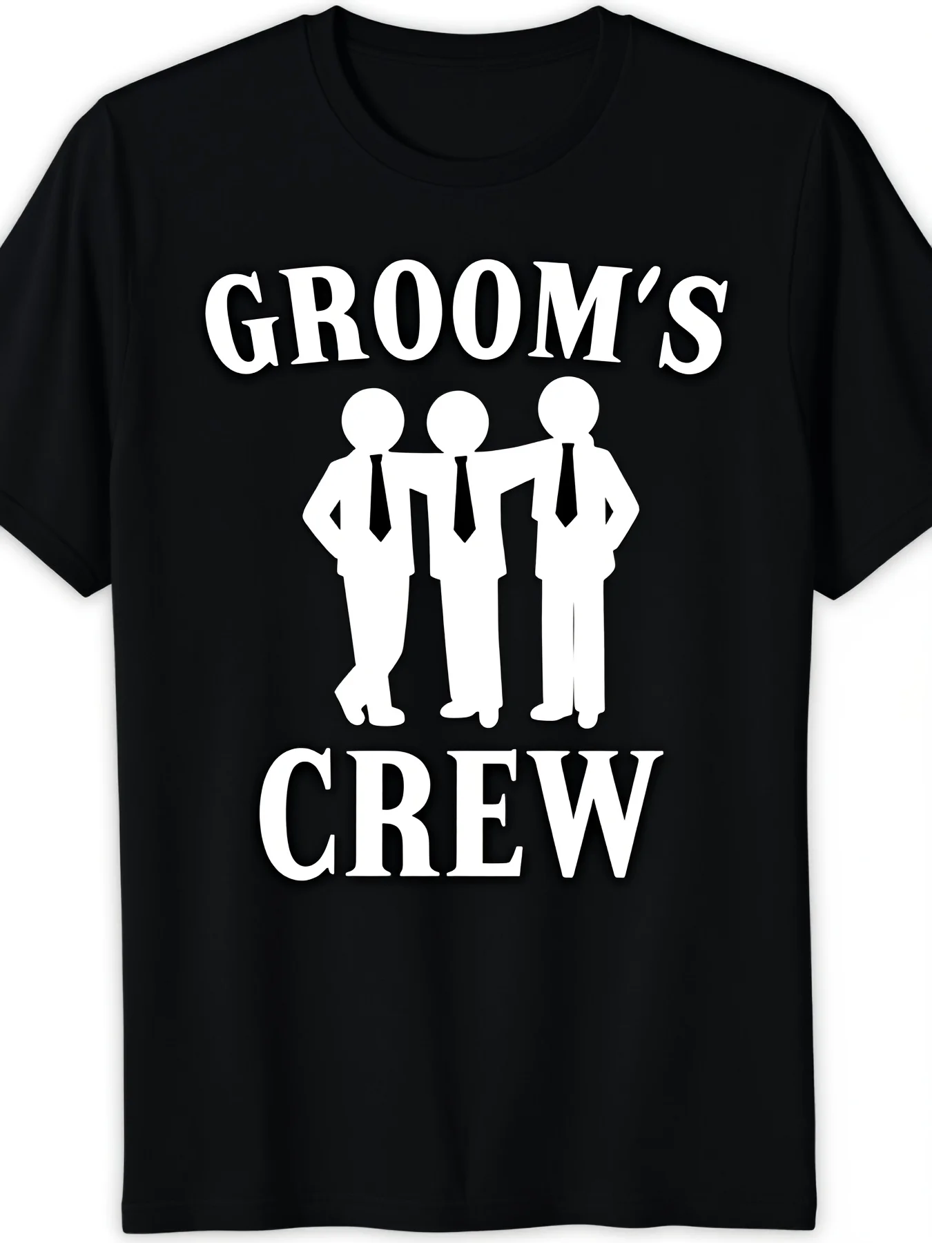 Men's Groom Crew Neck TShirt Bachelor Party and Wedding Groomsman Black with White Print Casual Style Washable AllSeason Smooth FabricUnisex 2026 Black TShirt2Retro Casual Short-sleeved T-shirt with a Round Neck and Printed Pattern