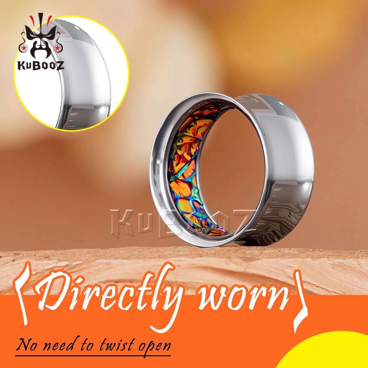 KUBOOZ Unisex Punk Double Flared Edelstahl Ohrstreckerschlaufen, schillernde Crackle-Innenohrtunnel, 2er-Set Piercing-Schmuck – Detail 8