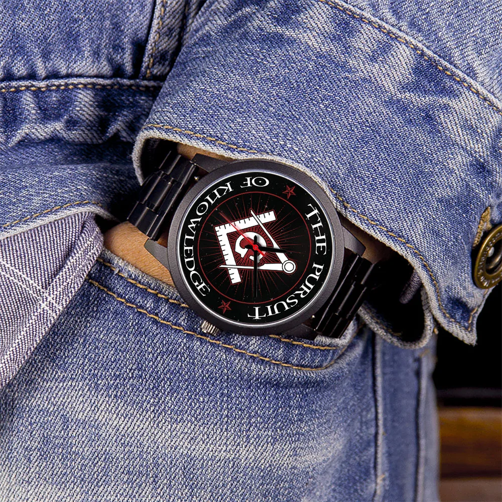 Personalizzato 45/38 mm Icona della massoneria Stampa Logo Orologio da uomo souvenir in oro rosa Logo Quadrante Modello bussole in argento