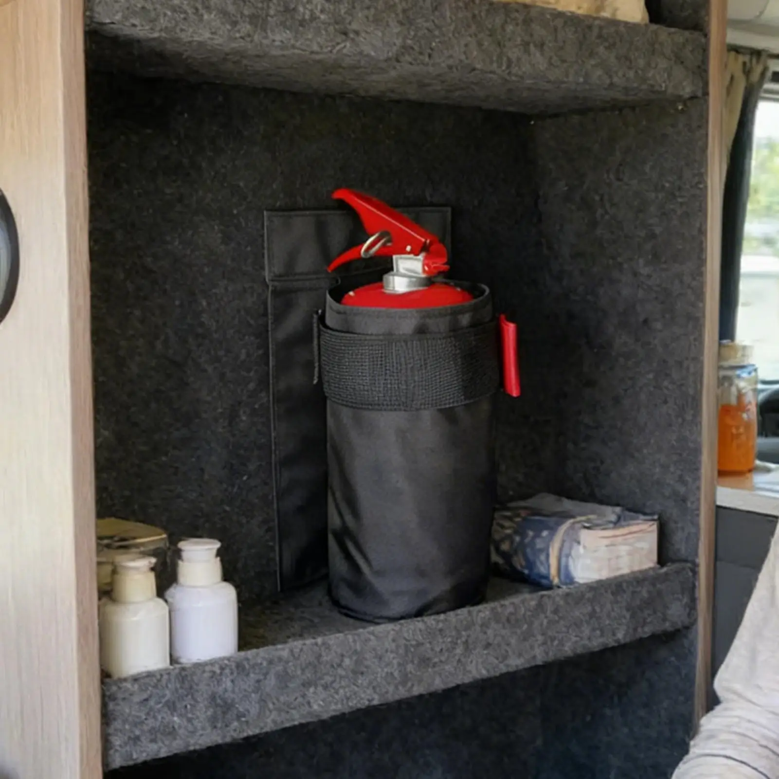 Car Fire Extinguisher Organizer Trunk Storage Bag, Backseat Storage & Trunk Mount Bracket for Fire Extinguisher Storage view 3