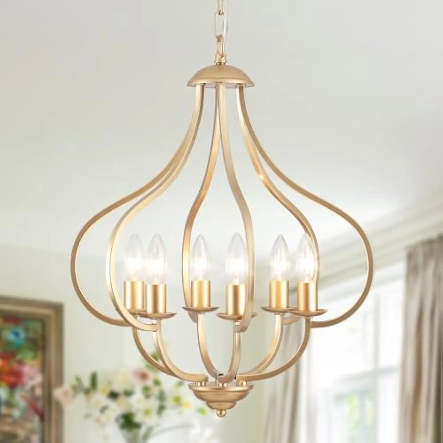 

6 Lights Vintage Farmhouse Light Fixtures, Pendant Lights Kitchen Island Lighting, Modern Kitchen Light Fixtures Over Table Gol
