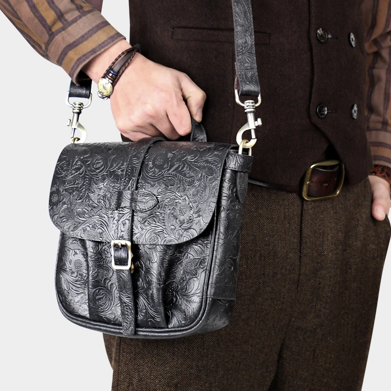 Soft Leather Men's Shoulder Bag The Layer Cowhide Messenger Bag For Male Commuter Genuine Leather Cross Body Bags