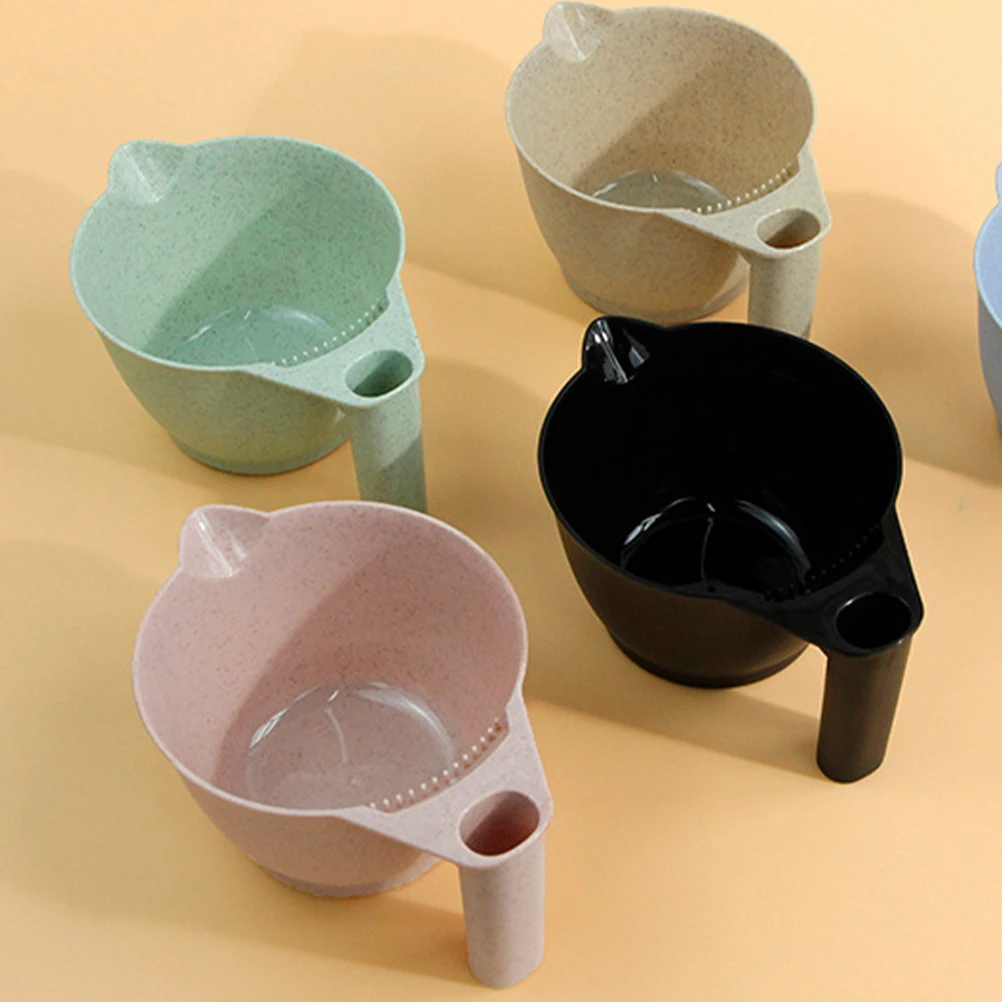 

2Pcs Hair Dye Bowls Durable Reusable PP Material Hollow Handle Designed for Easy Mixing Hair Coloring Salon Tools