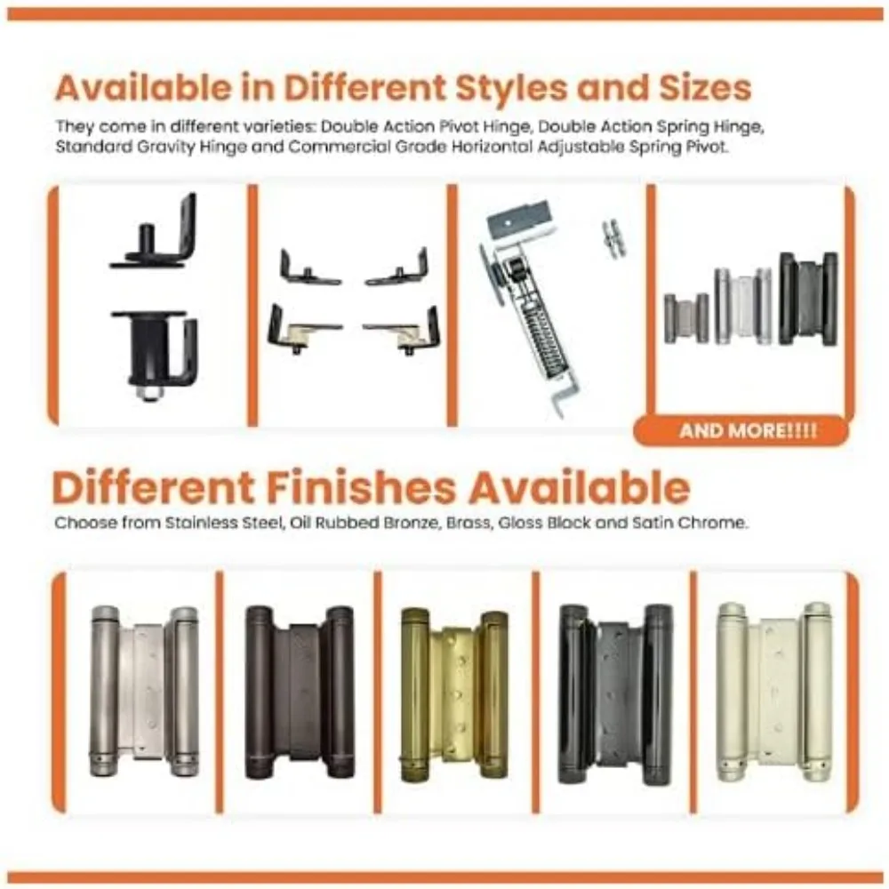 บานพับแบบดับเบิ้ลแอคชั่นสำหรับงานหนักเกรดเชิงพาณิชย์สำหรับประตูบานสวิงของร้านกาแฟและร้านเหล้า - แพ็ค 6 ชิ้น เหมาะสำหรับทางเข้าบาร์และ