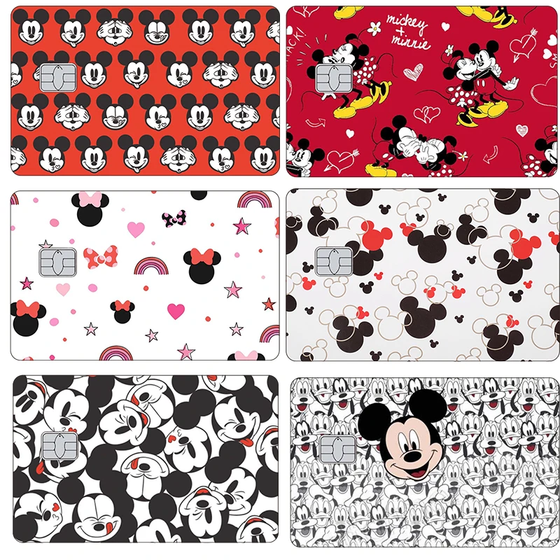 

New Anime Cartoon Mickey Minnie Mouse Diy Card Sticker for Small Chip Kawaii Creative Bus Card Credit Card Matte Film Skin Cover