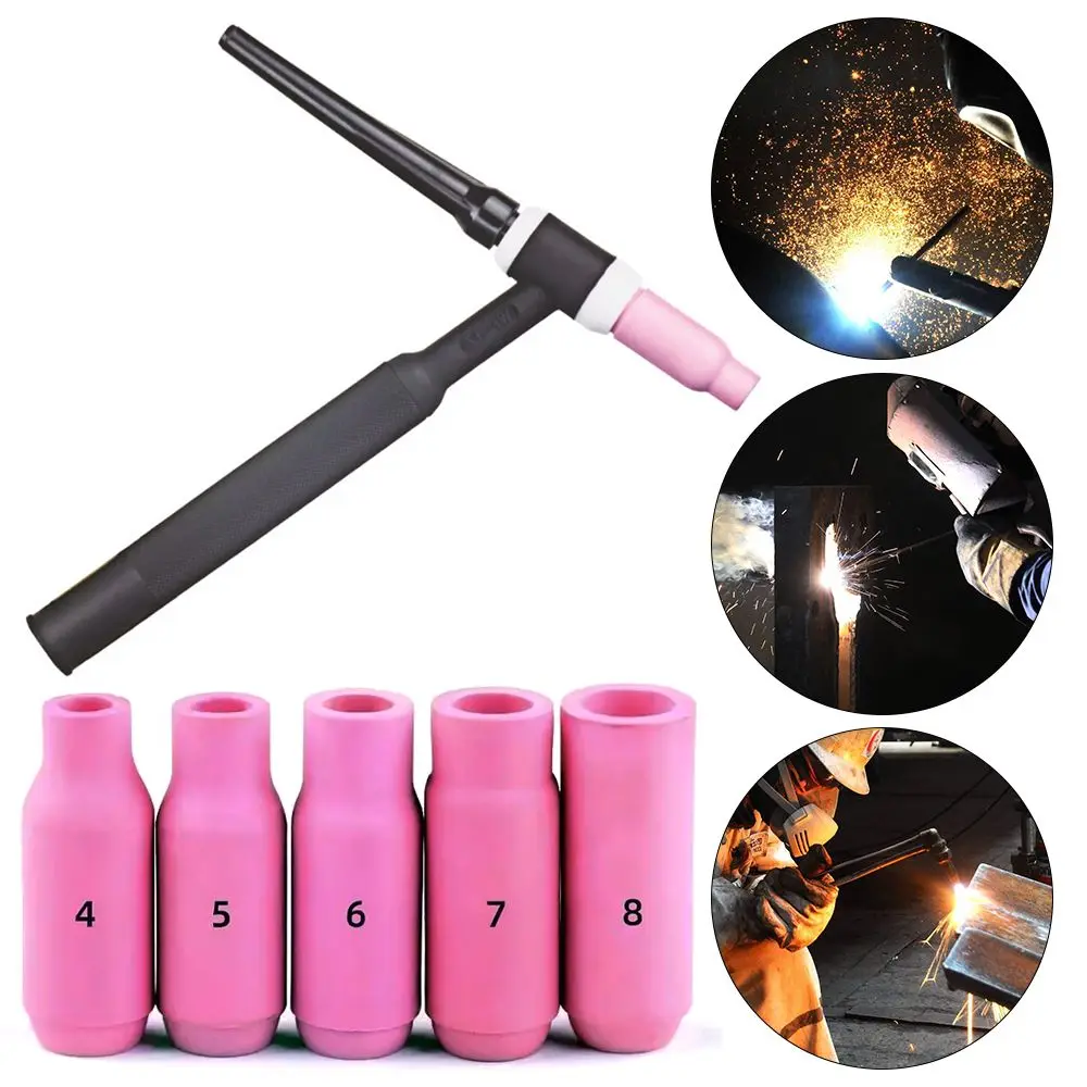 5pcs Tool Parts Welder Accessory Nozzle Shield Cup Torch Tip Ceramic Nozzle Porcelain Mouth Welding Torch WP17/18/26