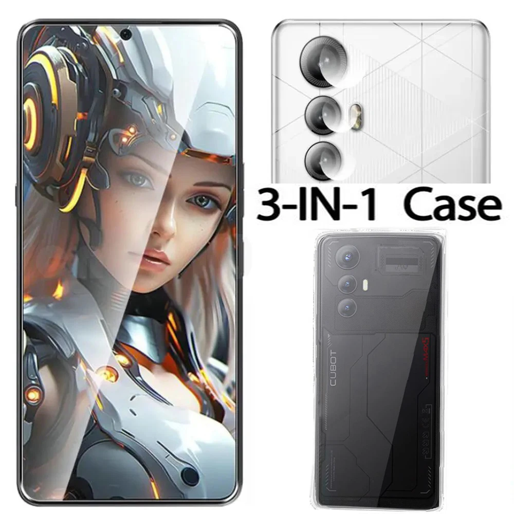 3-in-1 Case + Camera Tempered Glass On For Cubot Max 5 Screen Protector Glass For Cubot Max 5