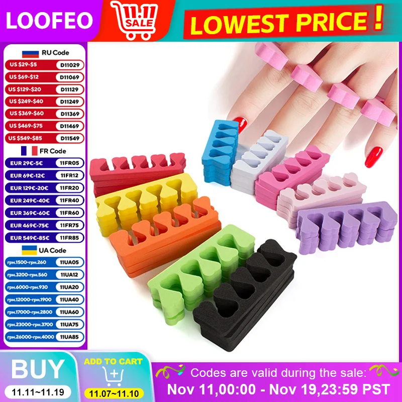 

800PCS Pedicure Toe Separators Set Bulk Nail Art Finger Separators Soft Foam Toe Stretcher For Toes & Finger Relaxing Holding