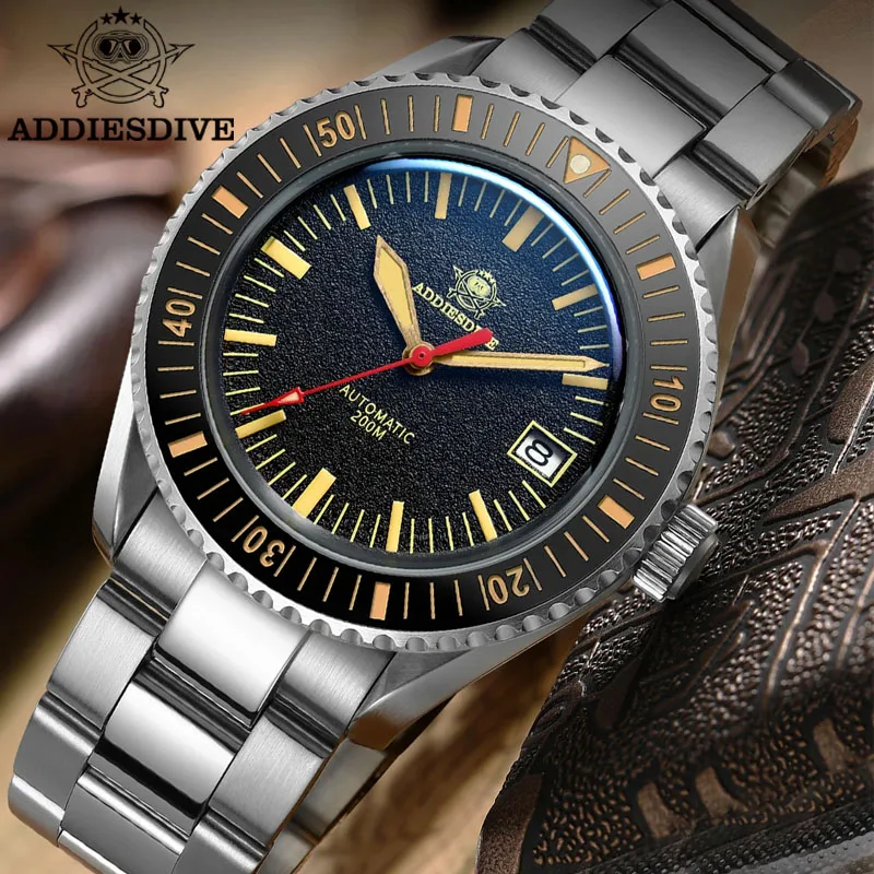 

ADDIESDIVE AD2105 Luxury Men's Automatic Watch Sapphire 20Bar Diving NH35 Calendar Window Super Luminous Mechanical Male Watches