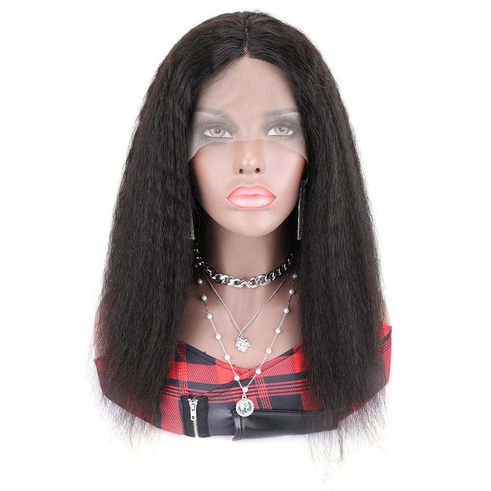 18 Inch Kinky Straight Full Lace Front Human Hair Wigs Glueless Wig Ready To Wear 13x4x4 HD Lace Closure Frontal Wig Human Hair