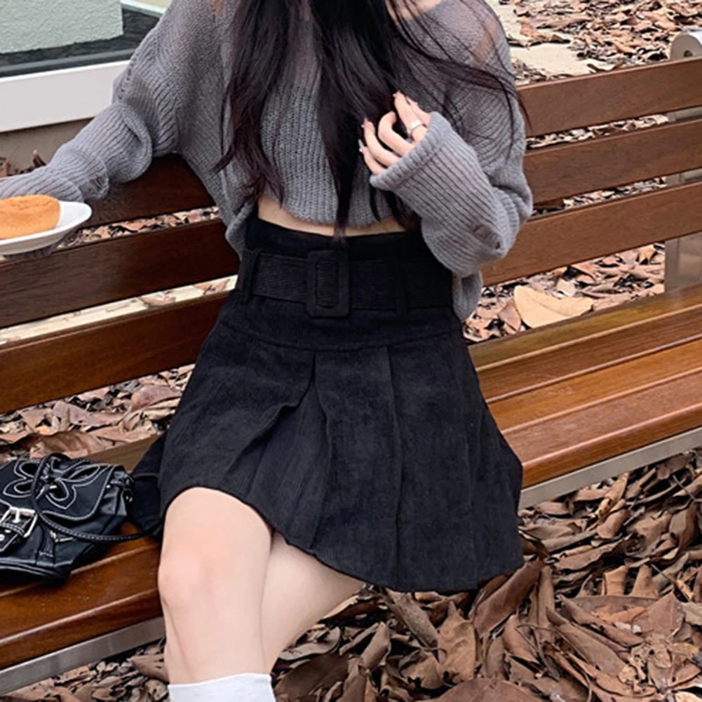 

Универсальная плиссированная модная универсальная повседневная юбка Вельветовая юбка Универсальная повседневная одежда Слегка эластичная облегающая юбка