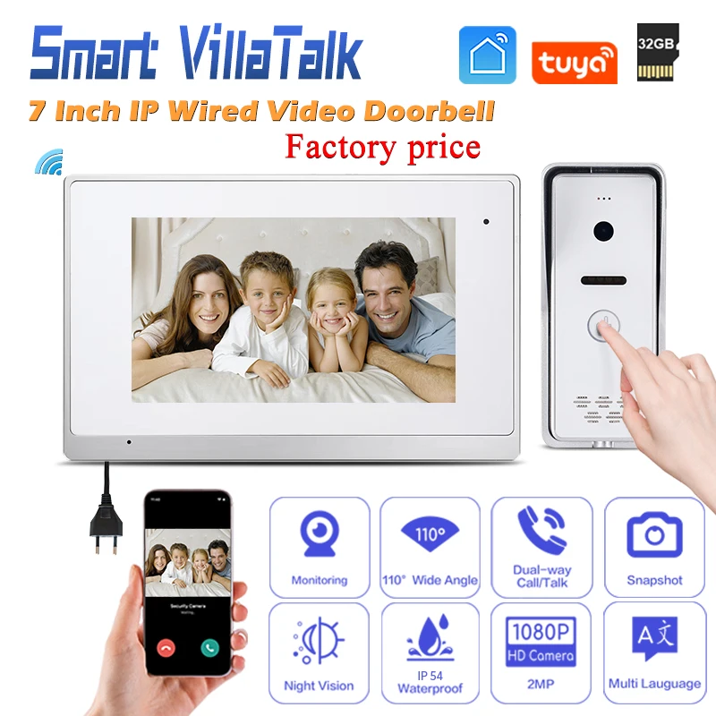 

At Loss Smart home function realized via RS 485 module FHD 1080P 7 TFT LCD Screen Smart WiFi Camera Home Security Doorbell Video