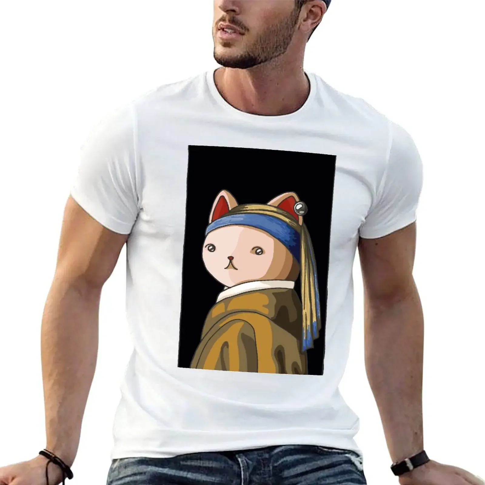 Cat With A Pearl Earring T-Shirt custom t-shirts anime tshirt Louboutins heavyweight t shirts for men