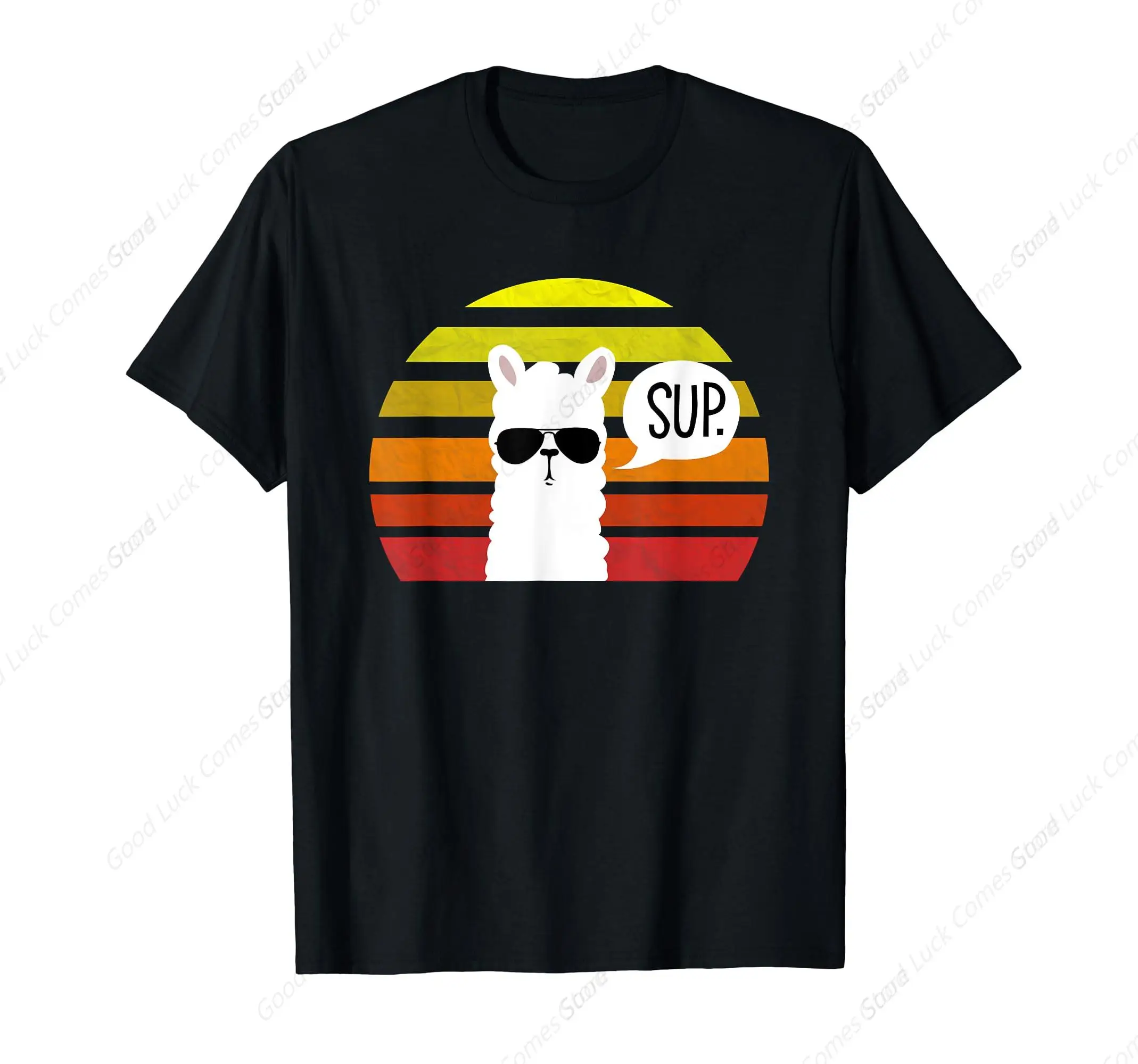 Llama SUP T-Shirt 100% Cotton T-shirts Oversized Washed Top Tee Unisex Summer