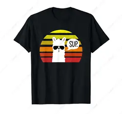 Llama SUP T-Shirt 100% Cotton T-shirts Oversized Washed Top Tee Unisex Summer
