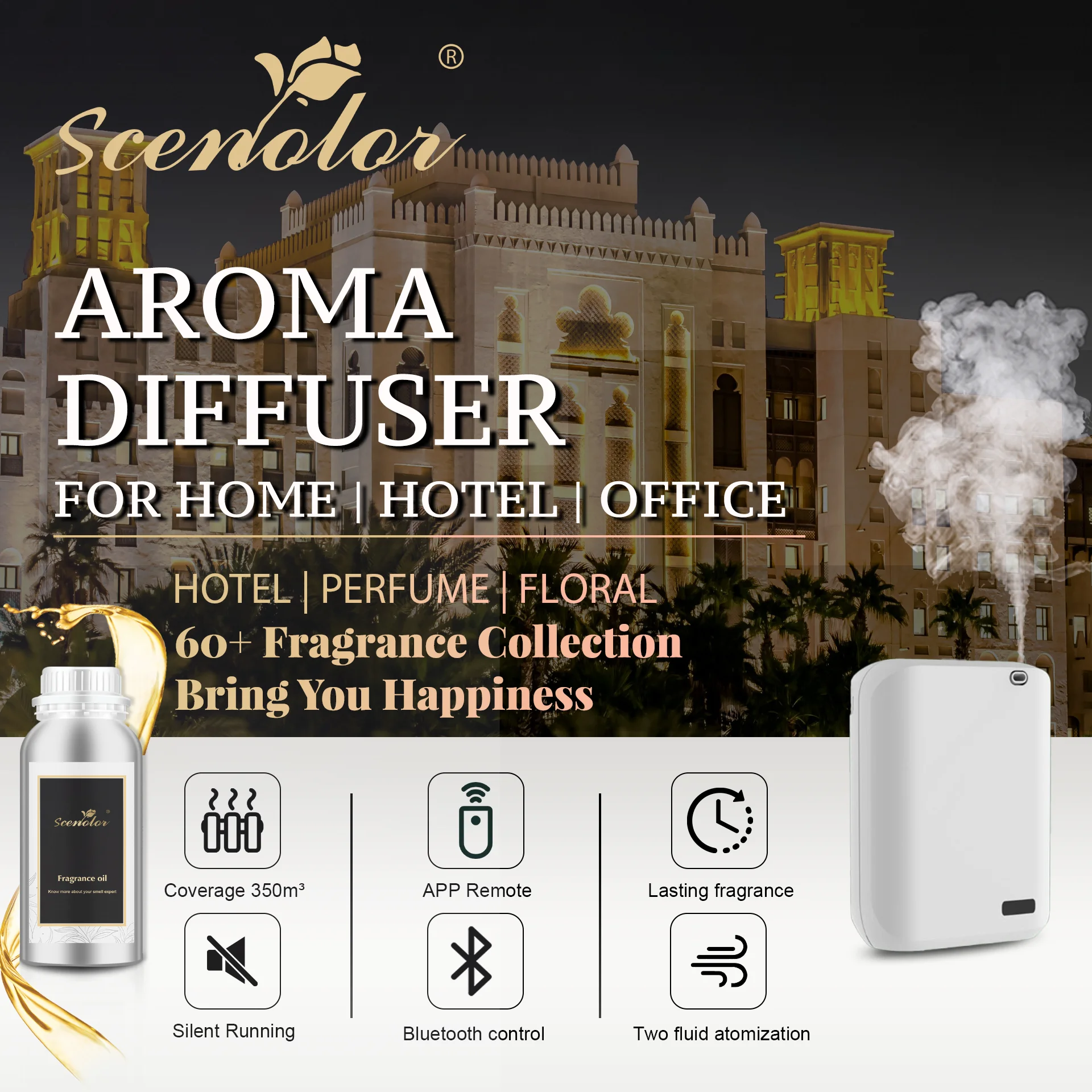 

Home Perfume Essential Oil Bluetooth Electric Air Freshener Office Aromatic Oils Hotel Aroma Diffuser Machine Smart Timing